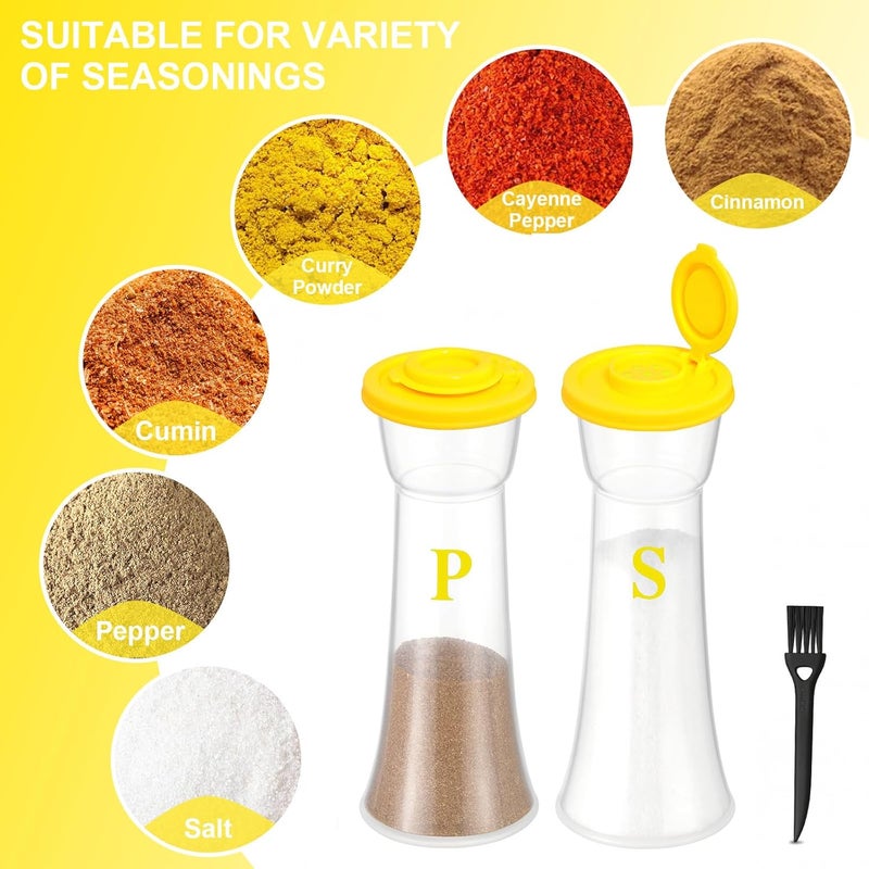 CEILUPY Set of 2 Clear Salt and Pepper Shakers, Plastic Spice Jars with Colorful Lids, Leakproof Moisture-Proof for Home Kitchen Restaurant, Camping, Travel, Picnic (Yllow) - Image 3